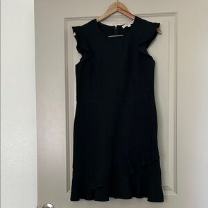 LOFT Black Ruffle Mini Dress